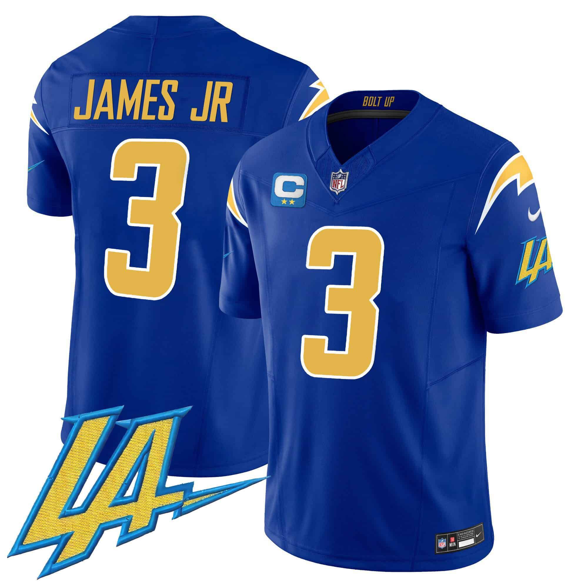 Men Los Angeles Chargers 3 James jr Blue 2024 Nike Vapor Limited NFL Jersey